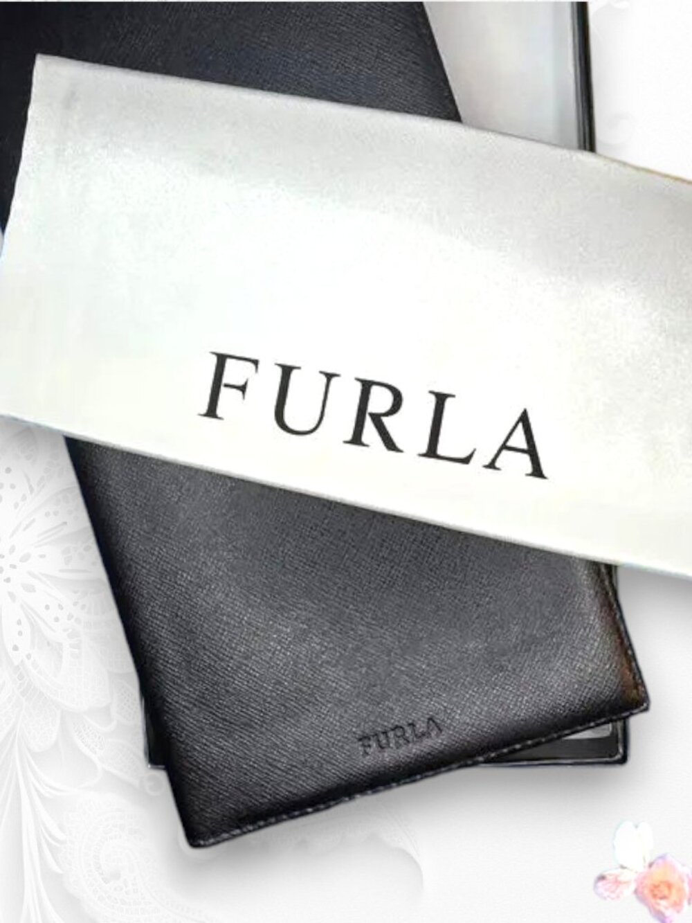 Furla In Flight Passport Card Holder Textured Leather New 1G